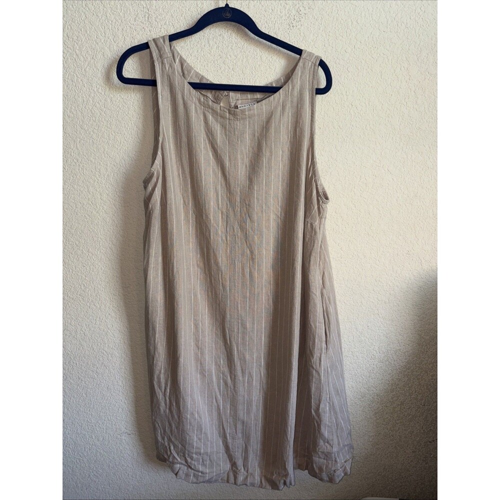 Ava & Viv Linen Shirt Dress Tank Striped Midi coastal Lagen Cottage Luxury XXL